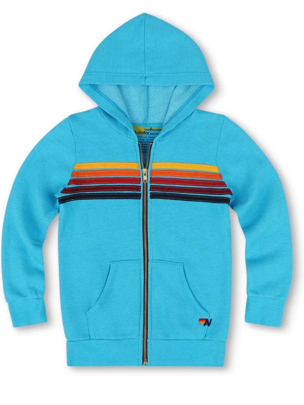 NEW Aviator Nation Kids Blue Zip Hoodie with Retro 5 Stripe 4 unisex